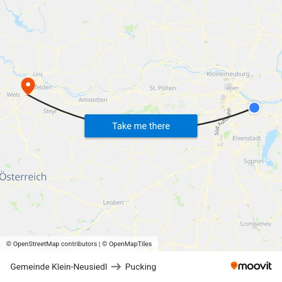 Gemeinde Klein-Neusiedl to Pucking map