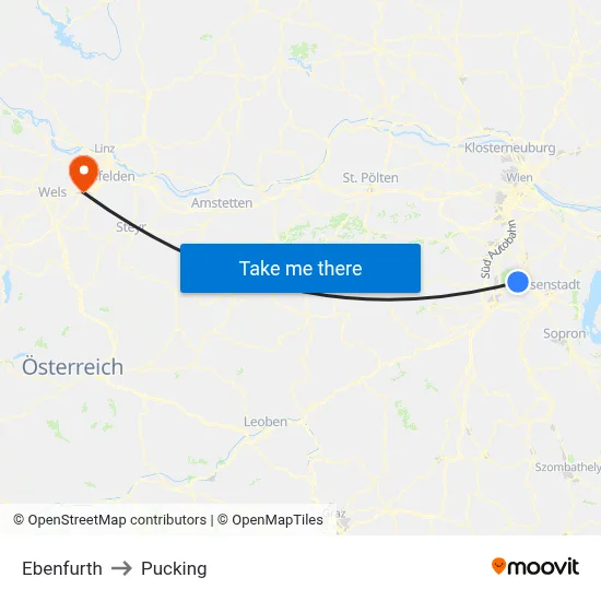 Ebenfurth to Pucking map
