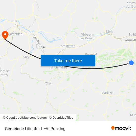 Gemeinde Lilienfeld to Pucking map