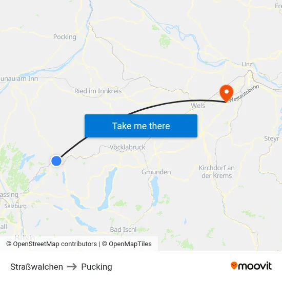 Straßwalchen to Pucking map