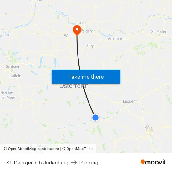 St. Georgen Ob Judenburg to Pucking map