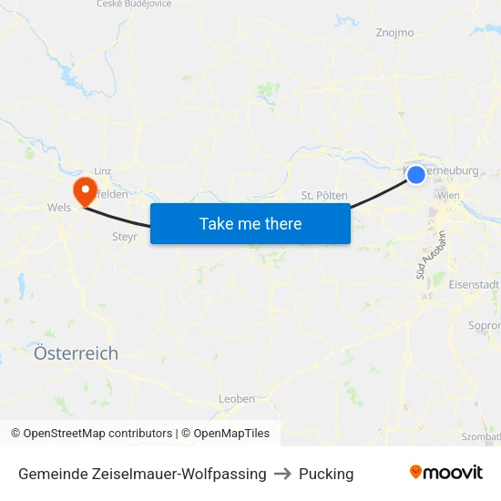 Gemeinde Zeiselmauer-Wolfpassing to Pucking map