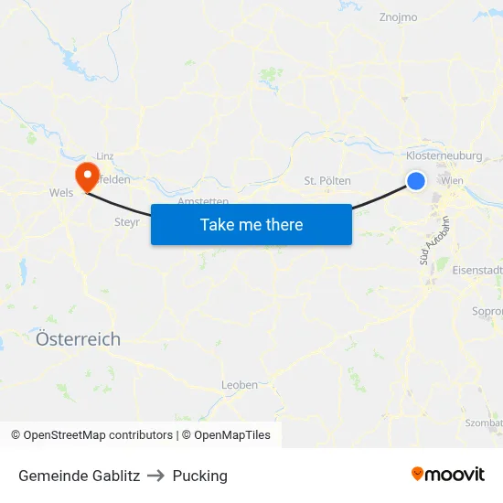Gemeinde Gablitz to Pucking map