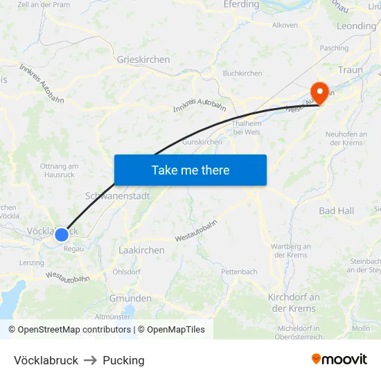 Vöcklabruck to Pucking map