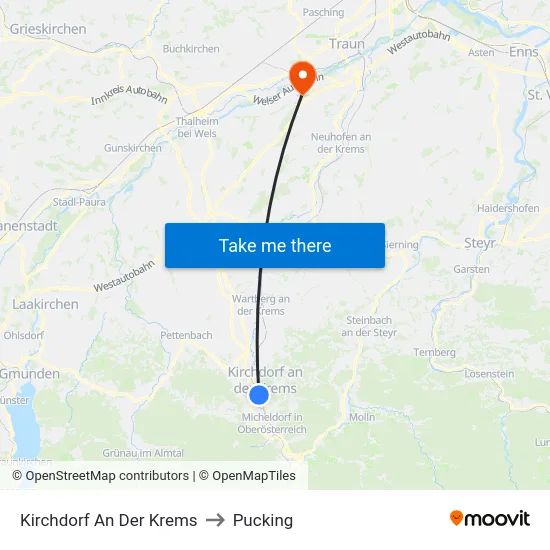 Kirchdorf An Der Krems to Pucking map