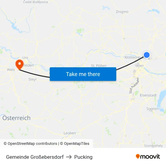 Gemeinde Großebersdorf to Pucking map
