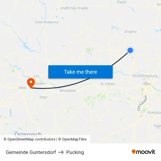 Gemeinde Guntersdorf to Pucking map
