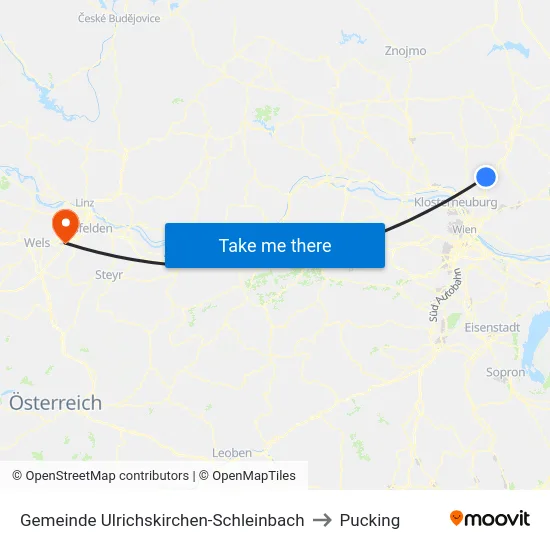 Gemeinde Ulrichskirchen-Schleinbach to Pucking map