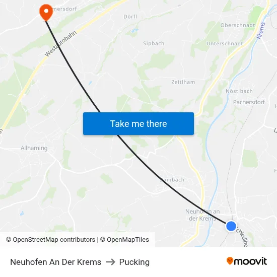 Neuhofen An Der Krems to Pucking map