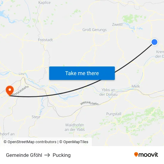 Gemeinde Gföhl to Pucking map
