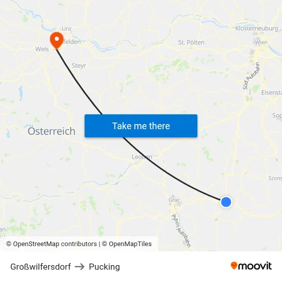 Großwilfersdorf to Pucking map