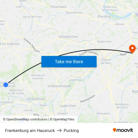 Frankenburg am Hausruck to Pucking map