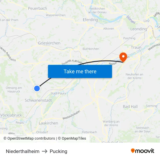 Niederthalheim to Pucking map