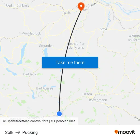 Sölk to Pucking map