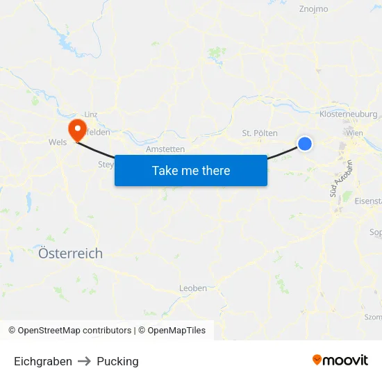 Eichgraben to Pucking map