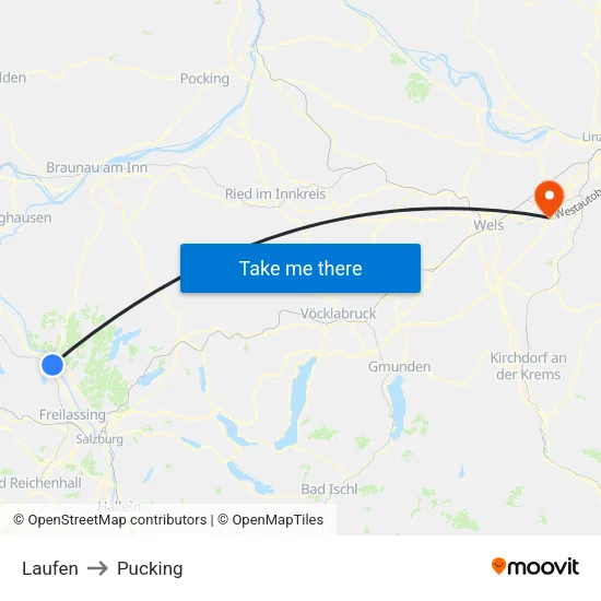 Laufen to Pucking map