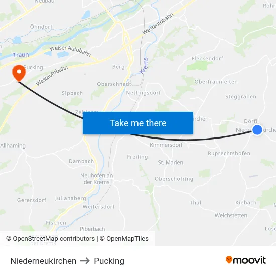 Niederneukirchen to Pucking map