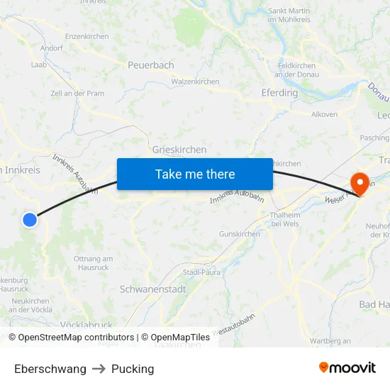 Eberschwang to Pucking map