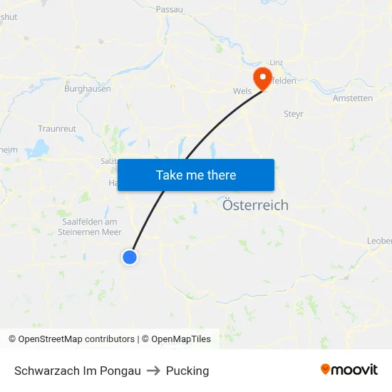 Schwarzach Im Pongau to Pucking map