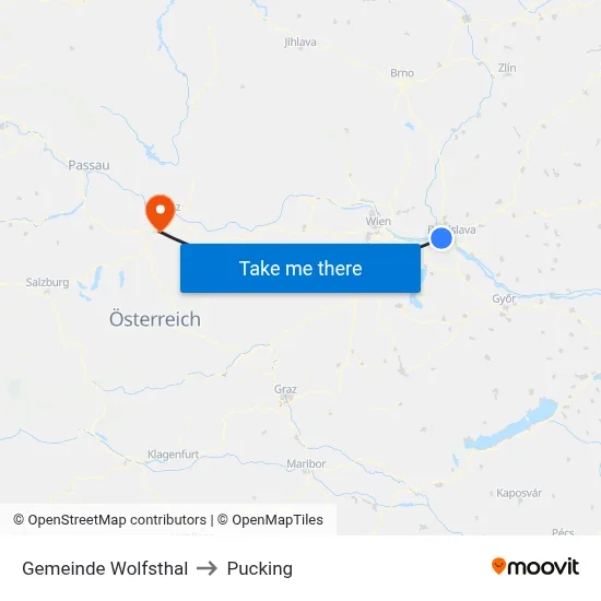 Gemeinde Wolfsthal to Pucking map