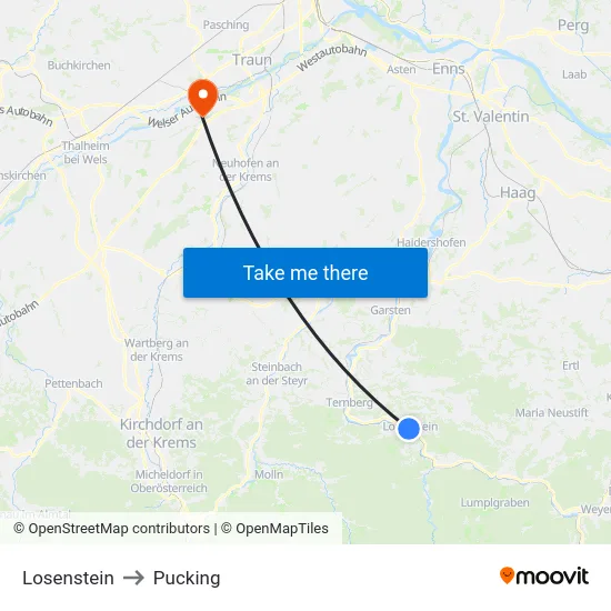 Losenstein to Pucking map
