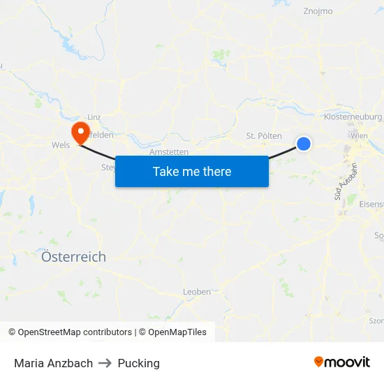 Maria Anzbach to Pucking map