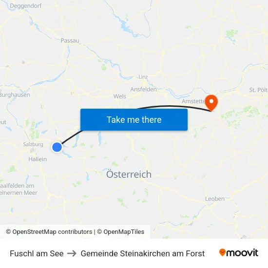 Fuschl am See to Gemeinde Steinakirchen am Forst map