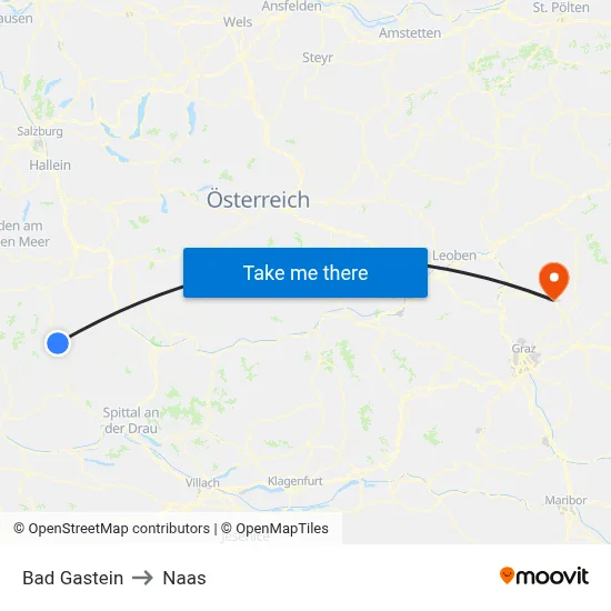 Bad Gastein to Naas map