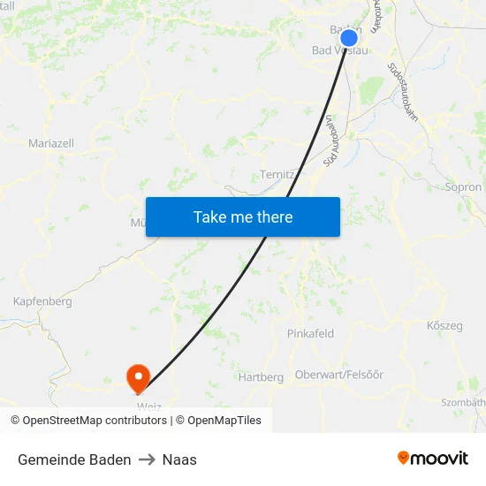 Gemeinde Baden to Naas map