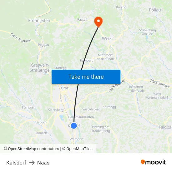 Kalsdorf to Naas map