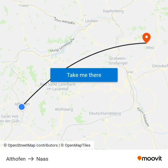 Althofen to Naas map