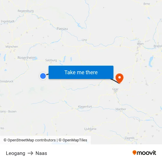 Leogang to Naas map