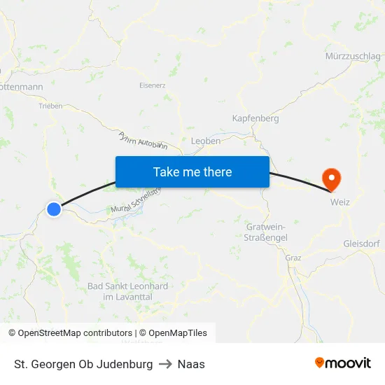 St. Georgen Ob Judenburg to Naas map