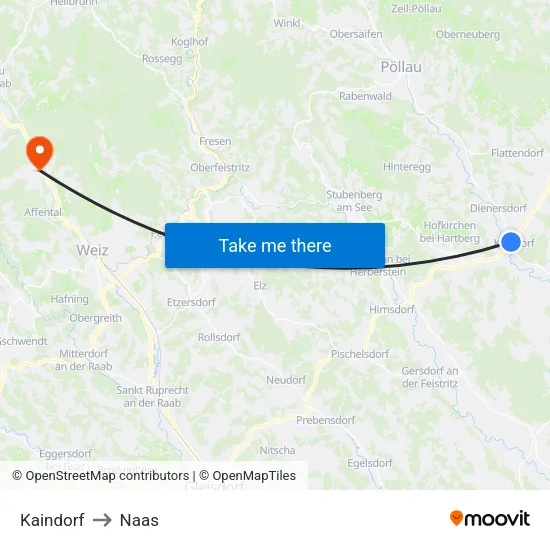 Kaindorf to Naas map