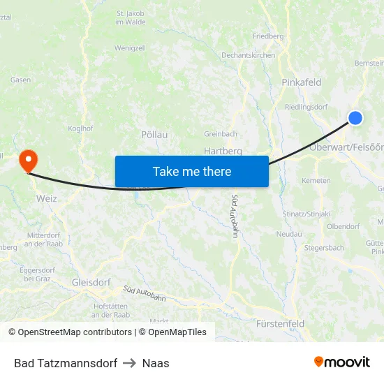 Bad Tatzmannsdorf to Naas map
