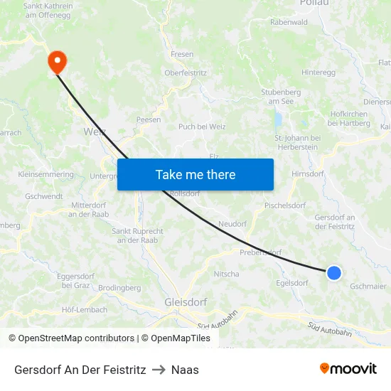 Gersdorf An Der Feistritz to Naas map