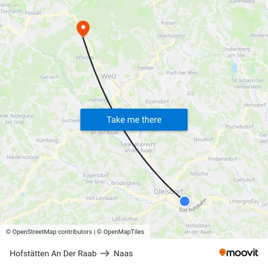 Hofstätten An Der Raab to Naas map