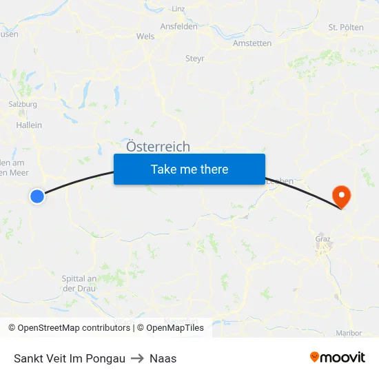 Sankt Veit Im Pongau to Naas map