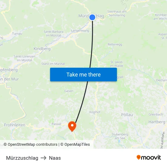Mürzzuschlag to Naas map