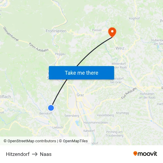 Hitzendorf to Naas map