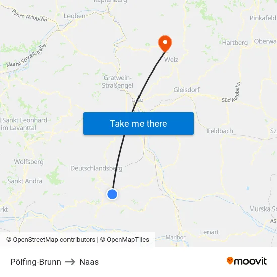 Pölfing-Brunn to Naas map
