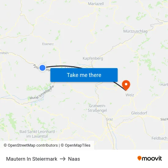 Mautern In Steiermark to Naas map