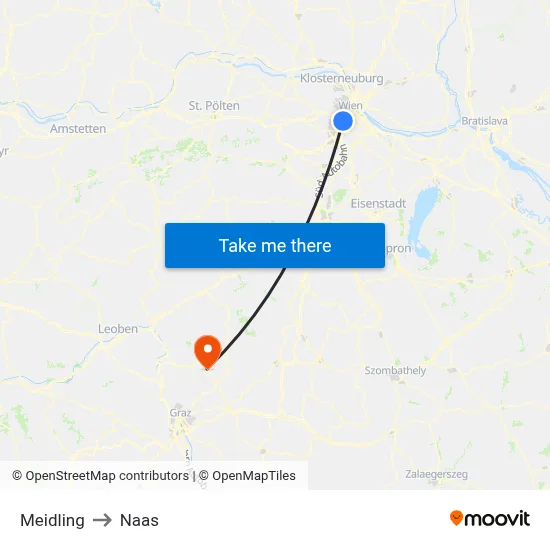 Meidling to Naas map