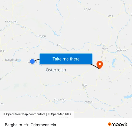 Bergheim to Grimmenstein map