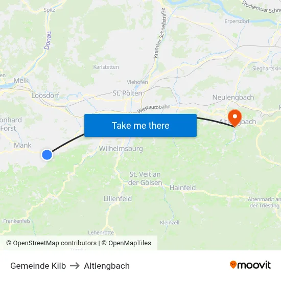 Gemeinde Kilb to Altlengbach map