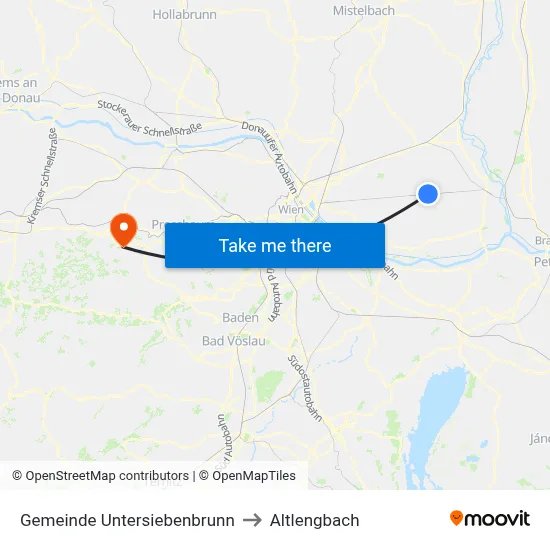 Gemeinde Untersiebenbrunn to Altlengbach map