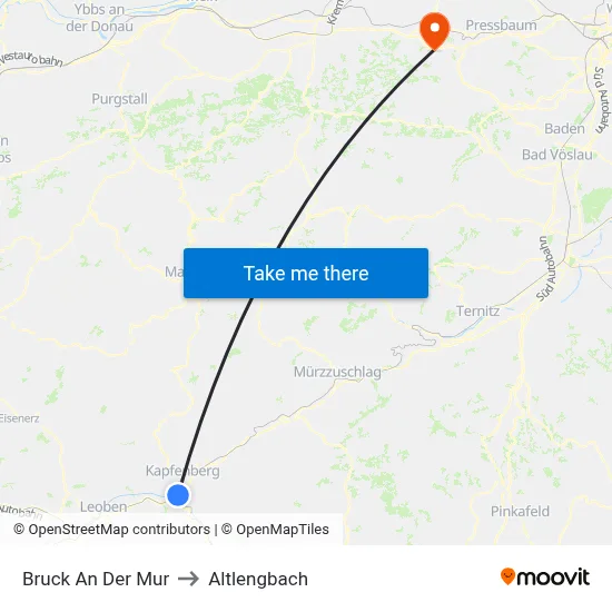 Bruck An Der Mur to Altlengbach map