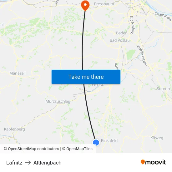 Lafnitz to Altlengbach map