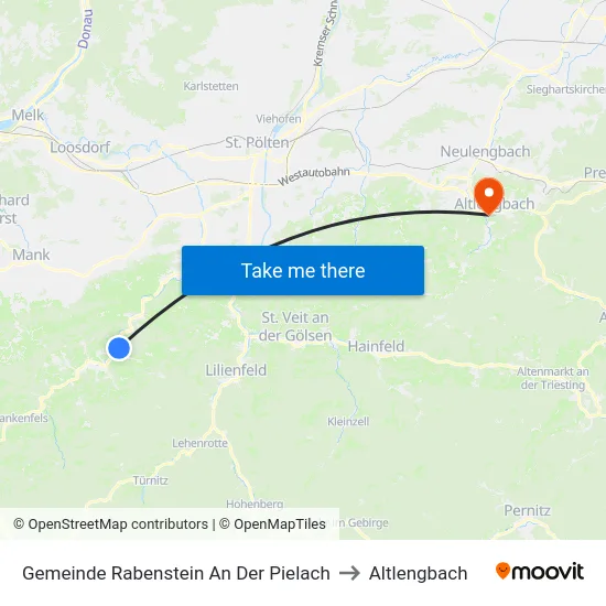 Gemeinde Rabenstein An Der Pielach to Altlengbach map