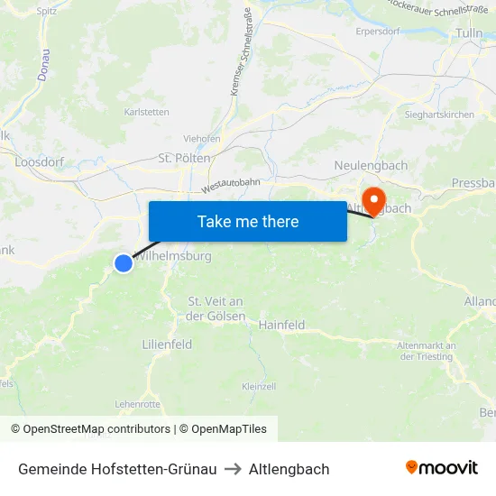 Gemeinde Hofstetten-Grünau to Altlengbach map